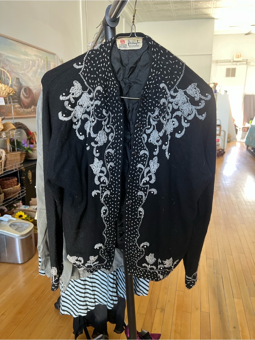 Vintage 1950s Pringle of Scotland Hand-Beaded Cashmere Cardigan